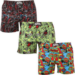 Styx 3PACK férfi bő szárú boxeralsók Styx prémium art klasszikus gumipánt (3AP95513) M