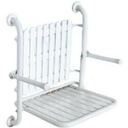 B&K BK felhajtható zuhanyszék háttámlával és karral RM acél fehér (THSSB)