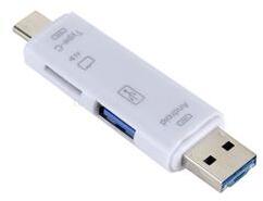 Gigapack Adapter 5in1 (USB - microUSB - Type-C aljzat, microSD/pendrive olvasó, OTG) FEHÉR (GP-107052) (GP-107052)