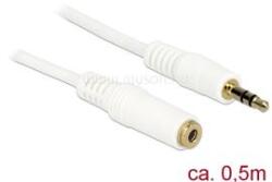 Delock Stereo Jack hosszabbító kábel 3.5 mm 3 pin apa > anya 0.5 m fehér (DL83763) (DL83763)