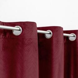 Welora Dekoratív blackout sötétítő függöny, dombornyomott csíkos mintával, gyűrűkkel, 140x260 cm, juharfa piros (JM1239045)