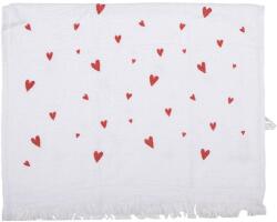 Clayre & Eef Kéz- és arctörlő, fehér és piros pamut, Szívek 40x66 cm (CTFAS-1)
