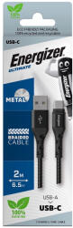 Energizer töltőkábel USB-C 2M fekete textil borítás (ENE-EC520CKBK)