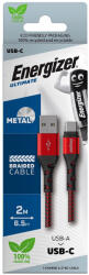 Energizer töltőkábel USB-C 2M piros textil borítás (ENE-EC520CKRD)