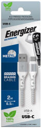 Energizer töltőkábel USB-C 2M fehér textil borítás (ENE-EC520CKWH)