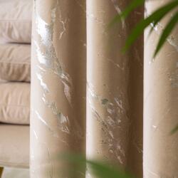 Markizeta MARMA Készre varrt függönyök fűzőlyukakkal, szélesség 140cm x magasság 250cm, szín 001 sötét bézs ezüst mintával a VELVI TD0037/ZGP/001/140250/1 mintán (MAR_84424)