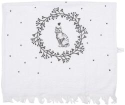 Clayre & Eef Fekete-fehér pamut kéz- és arctörlő Kitty 40x66 cm (CTLGC-2)