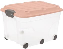 Rotho Box roller műanyag tároló doboz, 57L - átlátszó/rózsaszín (1766602089)