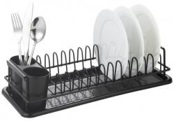 Rosberg Edényszárító, Rosberg R53000M, 41, 5x17, 5x9, 5 cm, Kivehető tálca, Fekete (R53000MBfullblack)