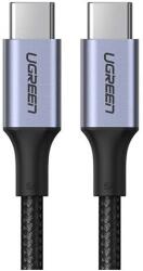 UGREEN adatkábel, type-c - type-c, 5a, pd gyorstöltő, 100w, 200cm, cipőfűző, fekete (US316_200)