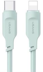 USAMS lithe series adatkábel, type-c - lightning, 20w, pd gyorstöltő, 120cm, led jelzés, világoszöld (SJ566USB04)