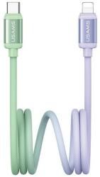 USAMS bicolor adatkábel, type-c - lightning, 30w, pd gyorstöltő, 120cm, zöld/lila (SJ757USB02)