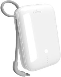 PURO Power Link 10 Plus 10000mAh külső akkumulátor. 20W, beépített USB-C kábellel, USB-C, fehér (PUFCBB100C2USBCWHI)