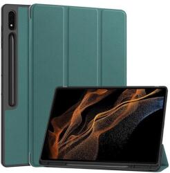 Gigapack tabletvédő álló, bőr hatású, aktív flip, oldalra nyíló, trifold, asztali tartó, ceruza tartó, sötétzöld, kompatibilis: Samsung Galaxy Tab S9 Ultra LTE, SM-X916, / Galaxy Tab S9 Ultra WIFI, SM (GP-1636