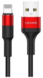 USAMS u5 adatkábel, usb - lightning, 2a, gyorstöltő, 120cm, cipőfűző, piros, kompatibilis: Apple iPhone 14 Plus / iPhone 14 Pro / iPhone 14 (SJ220IP02)