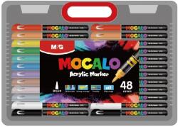 M&G Marker cu vopsea acrilica MOCALO M&G, varf pensula, 48 culori/set APMT80H5