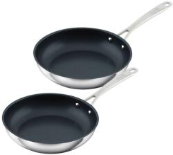 KUHN RIKON 2db Kuhn Rikon serpenyős készlet, Allround, Ø 24/28 cm, prémium minőségű, rozsdamentes acél és titán, tapadásmentes bevonat, ergonomikus acél fogantyú, könnyű öntés, minden hőforrással kompat