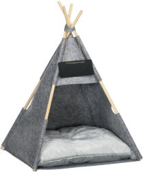 AOSOM Macskaház kisállat 58x58x80 cm sátor párnával mosógépben mosható szürke