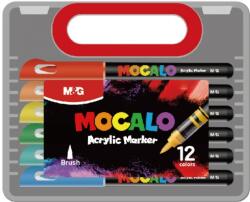 M&G Marker cu vopsea acrilica MOCALO M&G, varf pensula, 12 culori/set APMT80H2