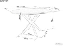  Gaston Ceramic Kihúzható Kerek Étkezőasztal Kerámia Matt Fekete