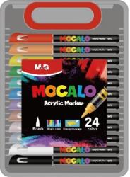 M&G Marker cu vopsea acrilica MOCALO M&G, varf pensula, 24 culori/set APMT80H3