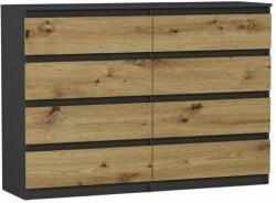  Komód 8 Fiókos 140 cm - R140-S8 Antracit - Artisan Tölgy