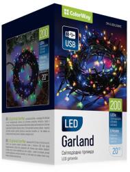ColorWay Beltéri LED Fényfüzér 20M - Színes
