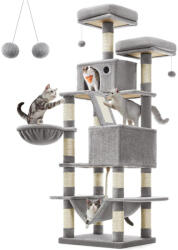 Feandrea Macska kaparófa, többszintes, pihenőkosárral, fehér 55x45x165cm - pepita