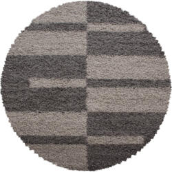Ay Gala 2505 120x120 cm Taupe-Barna Shaggy Kör Szőnyeg