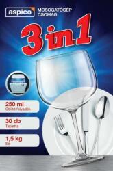 Aspico Indulocsomag mosogatógép kezdő szett, 3 részes, öblítő, só, tabletta (Indulocsomag)