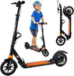 MalPlay Összecsukható Roller - 200mm Kerék, Dupla Lengéscsillapító, Palacktartó - Narancs/Fekete