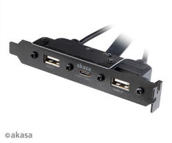 Akasa Számítógépház kiegészítő Akasa hátlapi kivezetés 1x USB3.1 TypeC + 2x USB2.0 Type A AK-CBUB53-40BK (AK-CBUB53-40BK)