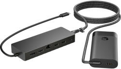 HP kombinált univerzális USB-C-elosztó és -laptoptöltő 9H0H9AA (9H0H9AA) - pepita
