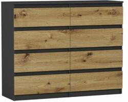  Komód 8 Fiókos 120 cm R120-S8 - Antracit - Artisan Tölgy