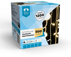 Crystalline Toldható LED Fényfüggöny - 2, 0X2, 5 m, 500 db meleg Fehér LED, Átlátszó Kábel