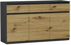  Komód 3 Fiók 3 Ajtó S3 - Antracit - Artisan Tölgy