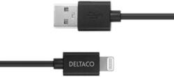 Deltaco USB-A apa - Lightning apa Adat- és töltőkábel 1m - Fekete (IPLH-411) (IPLH-411)