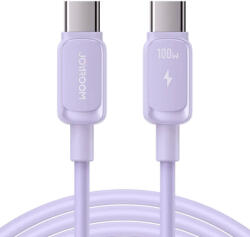 JOYROOM Cablu pentru incarcare si transfer de date Joyroom S-CC100A14, USB-C la USB-C, PD 100W, 480Mbps 1.2m, Mov (S-CC100A14-1.2m-Purp)