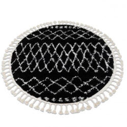 My carpet company My Carpet Company Berber Ethnic G3802 Kör Fekete/Fehér Rojt Shaggy Kör 160 cm Szőnyeg