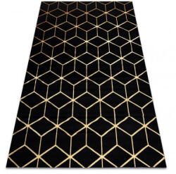 My carpet company kft My Carpet Company Modern Gloss 3D 409C 86 Kocka Elegáns, Glamour, Art Deco Fekete/Arany 80x150 cm Szőnyeg