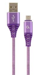 Gembird USB 2.0 A -> USB micro-B M/M adatkábel 1m lila-fehér szövet borítás (CC-USB2B-AMmBM-1M-PW) (CC-USB2B-AMmBM-1M-PW) (CC-USB2B-AMmBM-1M-PW)