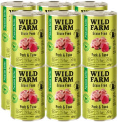  Wild Farm WILD FARM Premium Gabonamentes sertéshús és tonhal 12x400g - gabonamentes macskaeledel