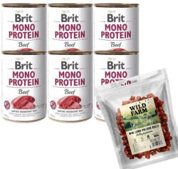 Brit BRIT MONO PROTEIN BEEF 6x400g+WILD FARM bárányhús tekercs 500g kutyakeksz