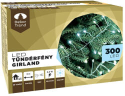  Tündérfény Girland - Ezüst Kábel, Hideg Fehér, 300 LED, 3 méter