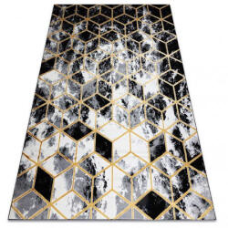 My carpet company kft My Carpet Company Modern Gloss 3D 409A 82 Kocka Elegáns, Glamour, Art Deco Fekete/Arany/Szürke 240x330 cm Szőnyeg