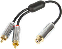 RCA elosztó kábellel, 15 cm, fehér fémes (91-231)