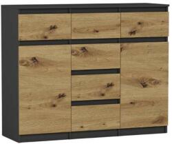  Komód 6 Fiók 2 Ajtó - S62-D Antracit - Artisan Tölgy