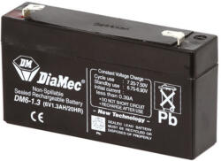 DIAMEC DM6-1.3 zselés kiegészítő akkumulátor, 6V 1, 3Ah (DM613)