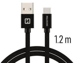 SWISSTEN USB-C Kábel Swissten opletený, Quick charge, 3A, 1.2m - čierny