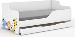 Wooden Toys Lilu Gyerekágy Laminált Fronttal 160 x 80Cm Matraccal És Ágyneműtartóval - Mini Zoo